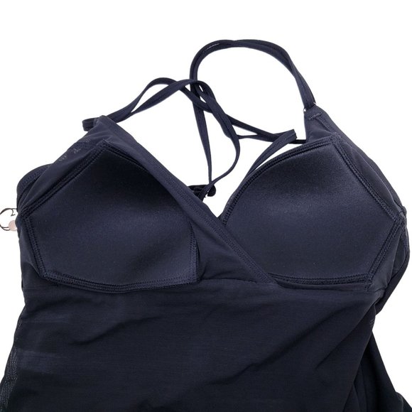 New CALIA Women's Strappy Ruched Tankini Top Size S Black - Picture 5 of 11